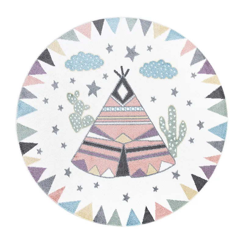 Tapis rond Anime Tipi Crème - ø120cm-1