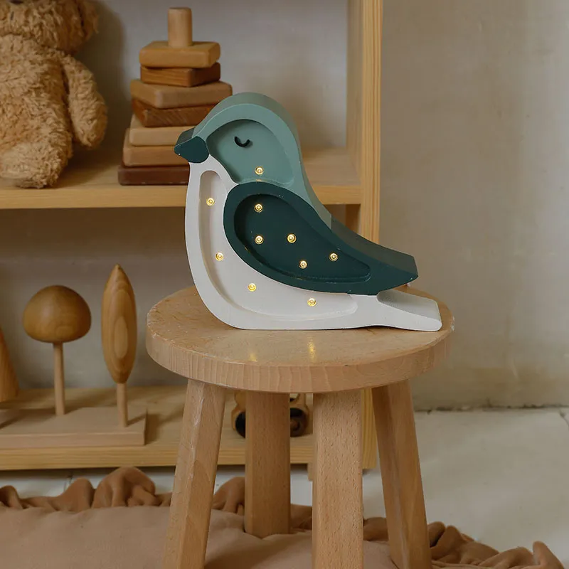 Lampe Veilleuse Oiseau Pistache/Crème - 18x20x5,5cm-5