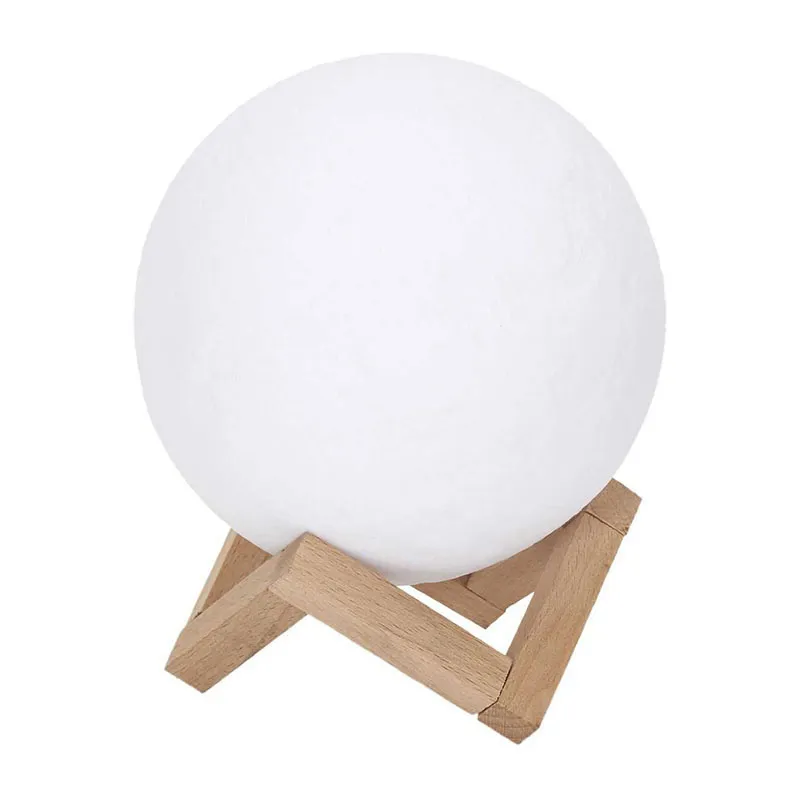 Lampe tactile Lune Blanc/Bois - Ø15cm-0