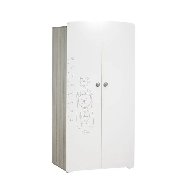 Armoire 2 portes Teddy Bois Blanc - 175x85x56cm-1