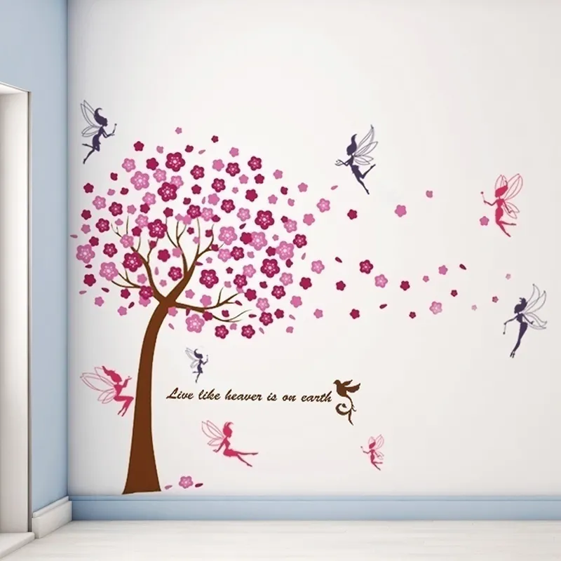 Stickers - Cerisier en floraison Violet & Fées-0