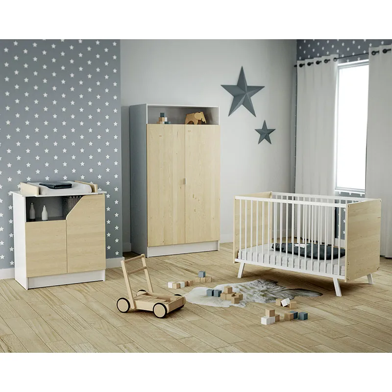 Lit bébé Carnaval Blanc/Bouleau - 60x120cm-2