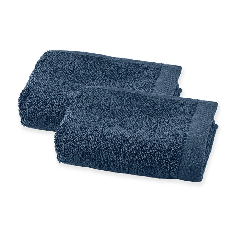 2 Serviettes invité Coton Bleu jean - 50x30cm-1