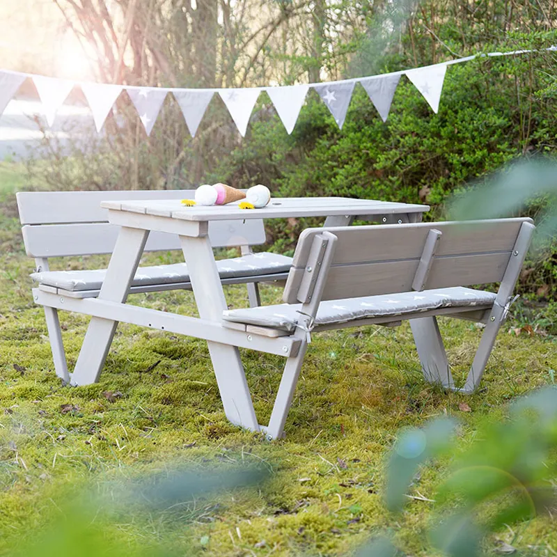Table de pique-nique Outdoor+ Gris - 12m+-0