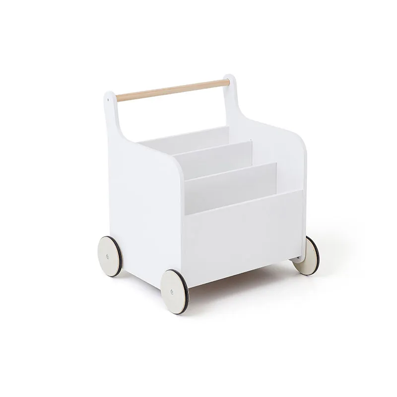Chariot bibliothèque à roulettes Blanc - 42,5x45,5x52cm-0