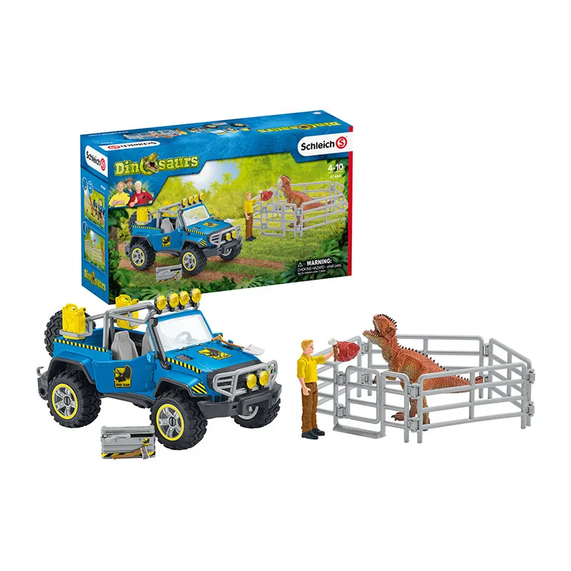Voiture tout-terrain + Dino. dans enclos - Dinosaures-1