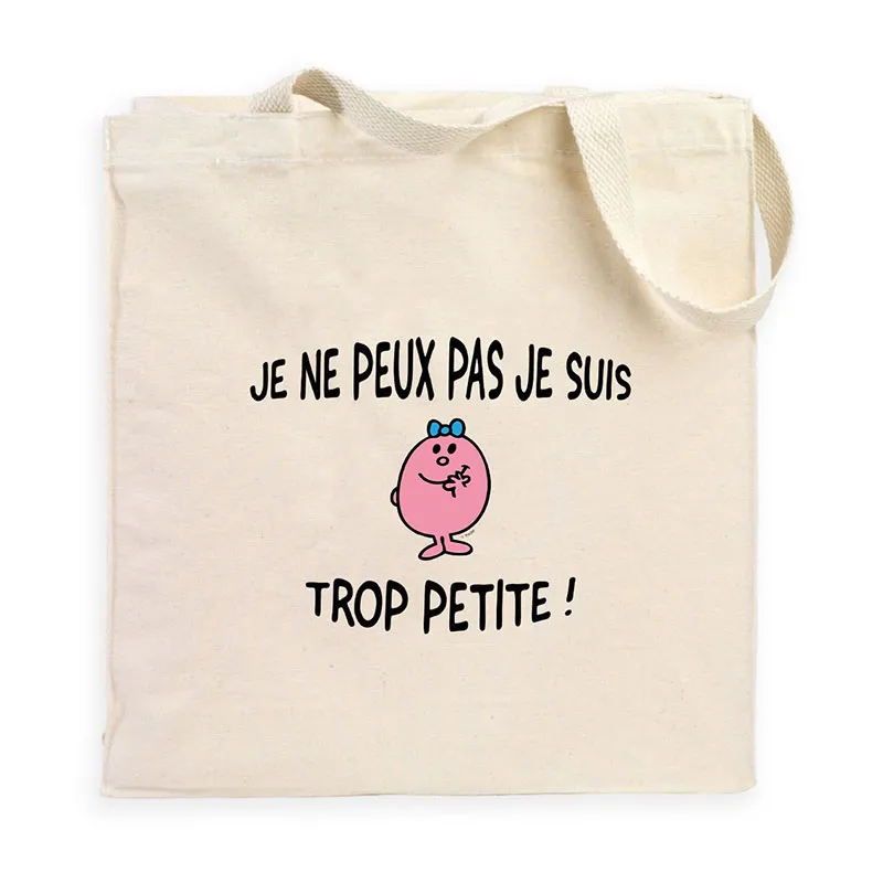 Totebag Je peux pas je suis trop petite - Naturel-0