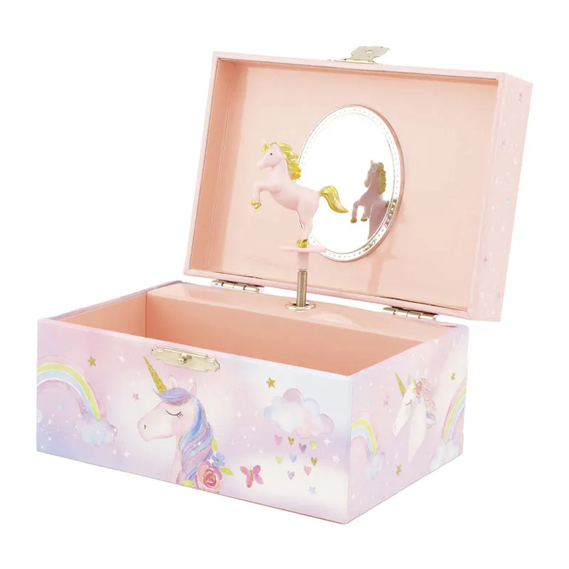 Boîte à bijoux musiq. Licorne Arc-en-ciel - 15x10cm-0