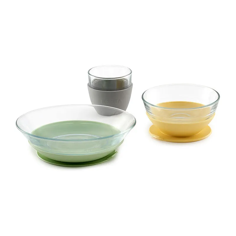 Coffret repas 3 pcs Verre Jaune Béaba - 4m+-0