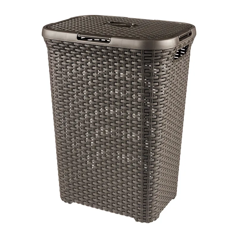 Coffre à linge tressé Chocolat - 60L-0