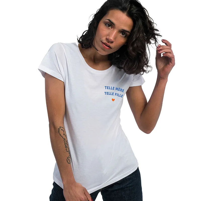 T-shirt Femme Telle mère telle fille coeur BIO - Blanc-0