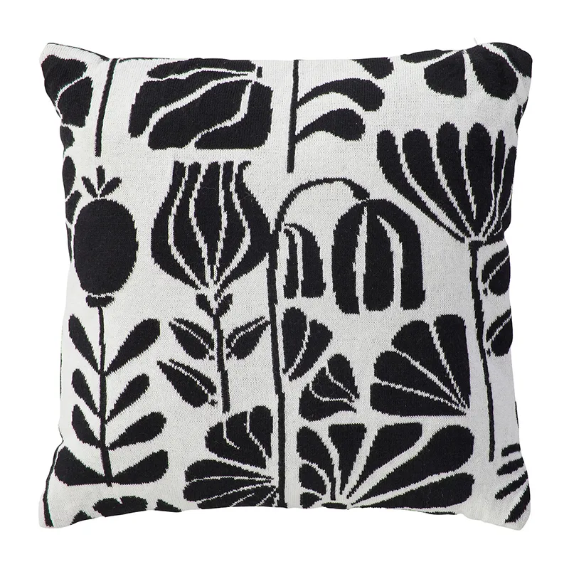 Coussin tricot Twisted Lime Noir/Blanc - 40x40cm-0