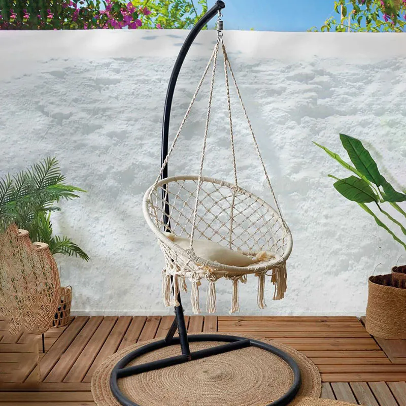 Balancelle macramé Terre inconnu Beige - 49x69x80cm-0