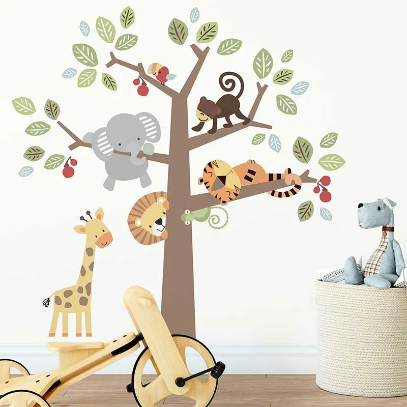 Stickers - Animaux de la jungle & Arbre des bois-0