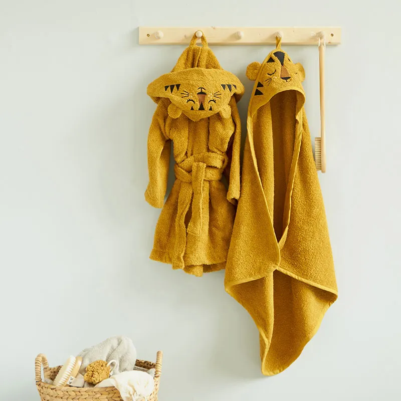 Peignoir de bain Coton BIO Tigre Jaune - 12m+-2