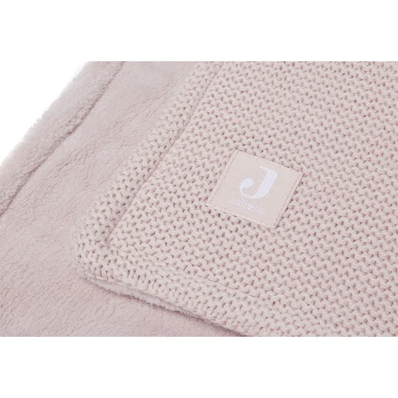 Couverture Basic Knit Rose pâle & Polaire - 100x150cm-4