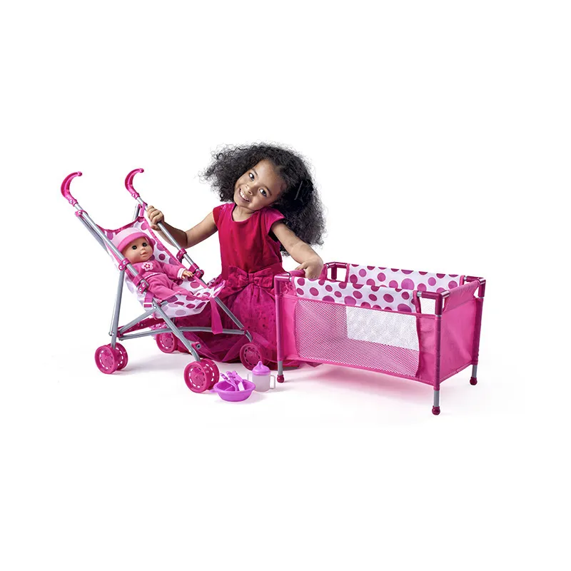 Kit poussette & Lit parapluie poupée rose - 36m+-3