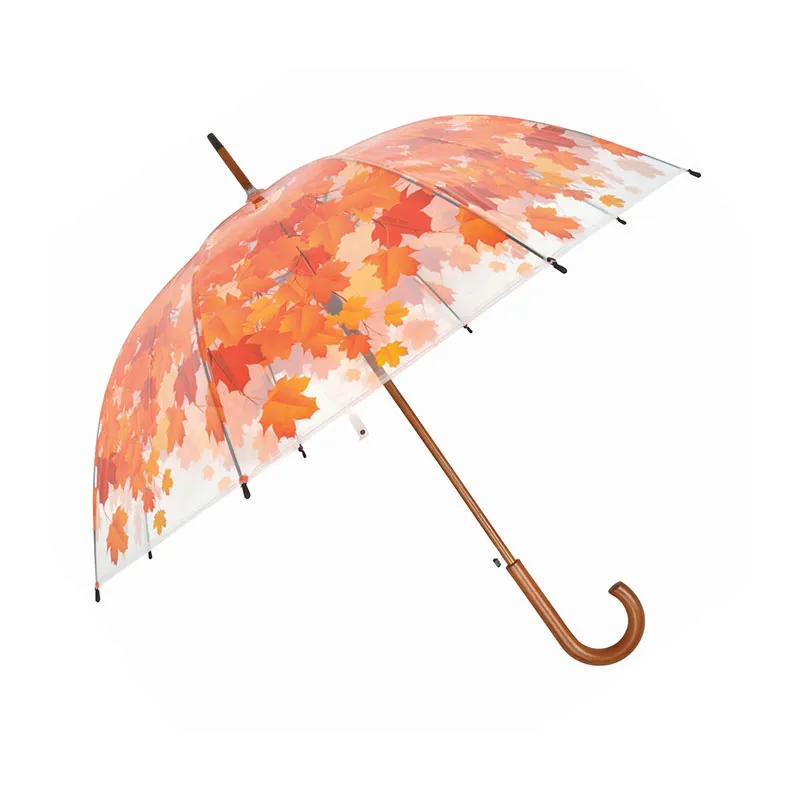 Parapluie cloche Feuilles d'automne - Transparent/Orange-0