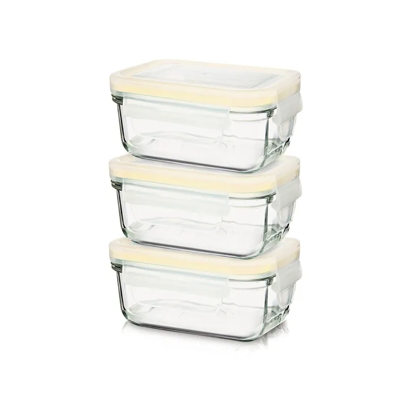 3 Récipients Bébé verre spé micro-ondes Jaune - 150ml-0