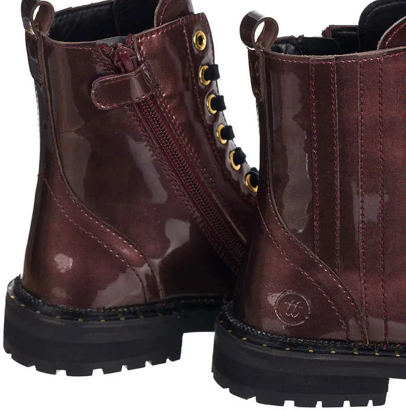 Rangers à lacets/zip Iris Cuir - Bordeaux-4