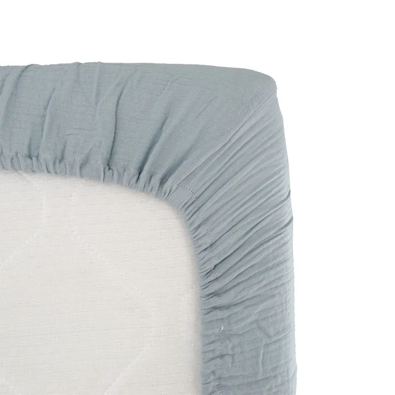 Drap-Housse Lange Gaze de Coton Vintage - Bleu vintage-0