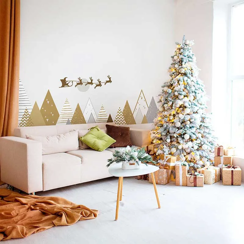 Stickers - Montagnes, père Noël & rennes-1