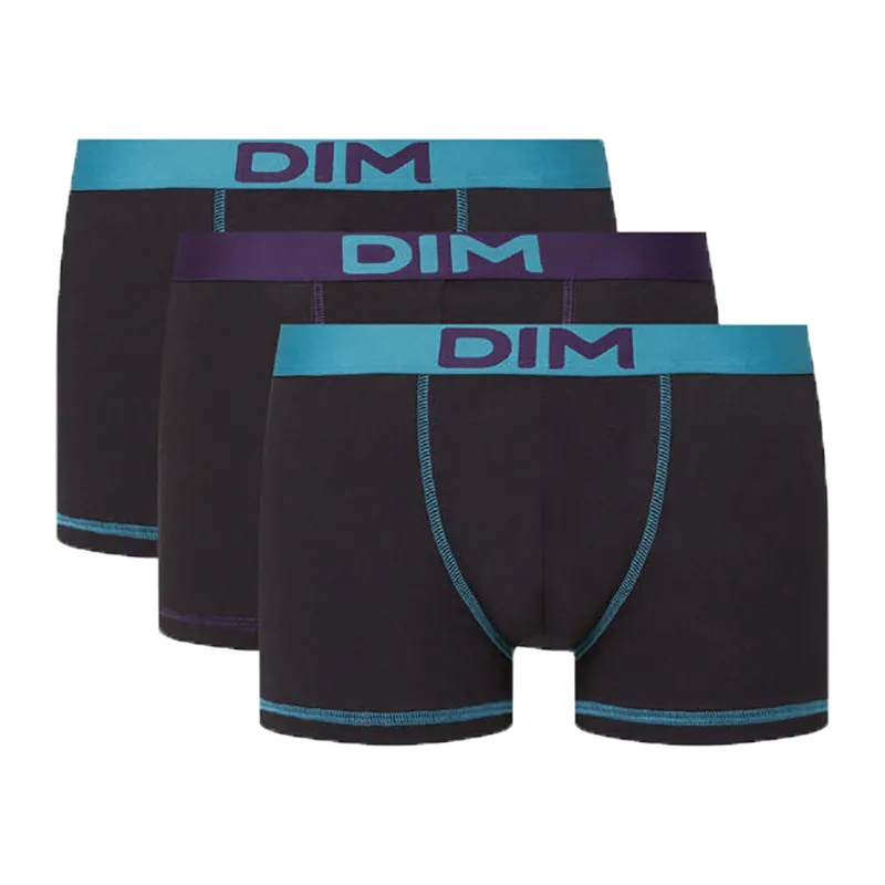 3 Boxers Coton Mix and Colors Homme - Noir/Vert/Violet-0