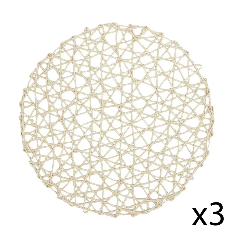 3 Sets de table Rond ajouré Beige - ø38cm-0