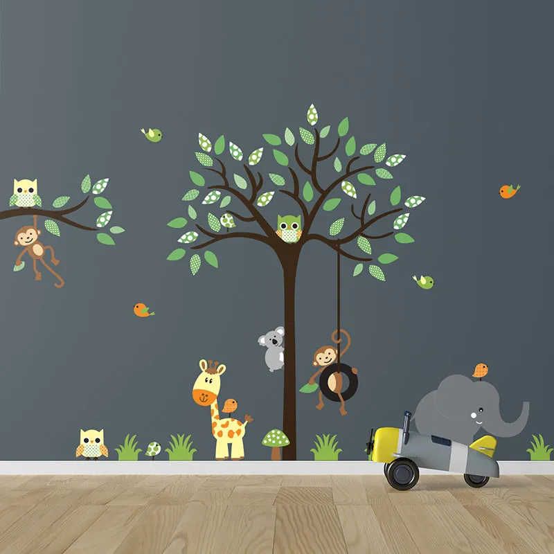 Stickers - Animaux de la jungle dans un arbre-3