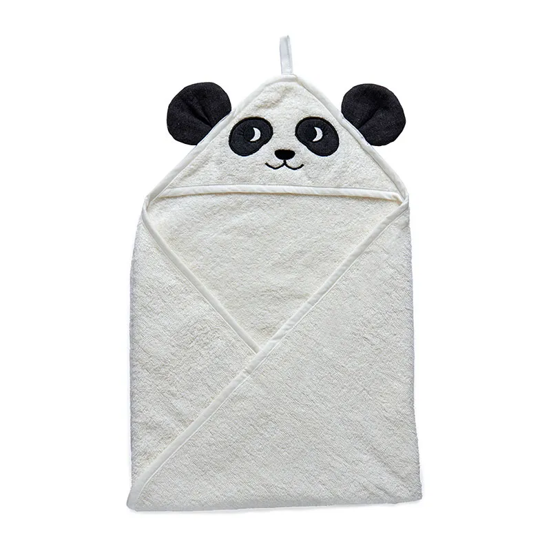 Cape de bain Coton BIO Panda Blanc Coton - 75cm-0