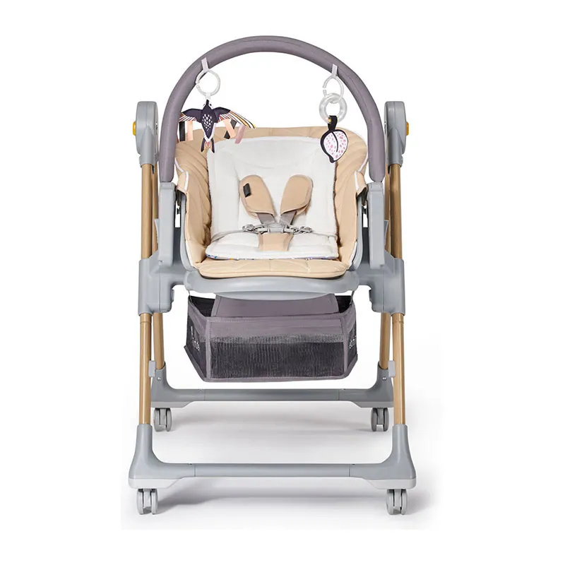 Chaise Haute Pliante Lastree Beige/Bois - 0m+-5