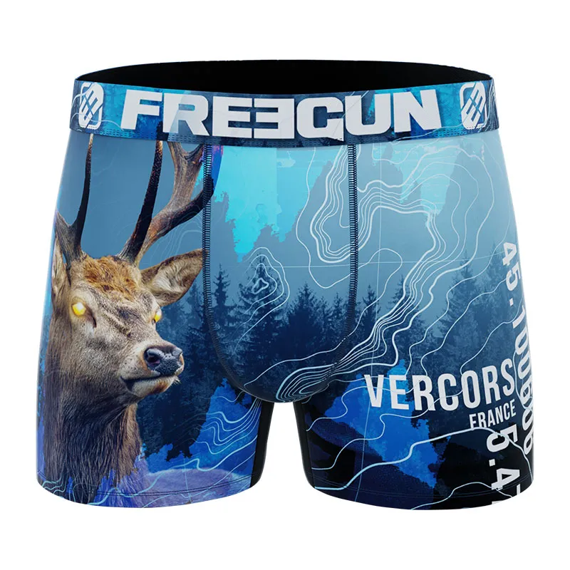 4 Boxers polyester recyclé Homme Animal Sauvage - Rouge/Noir/Bleu-4