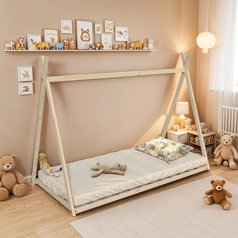 Lit cabane Tipi Sioux + Sommier Naturel-0