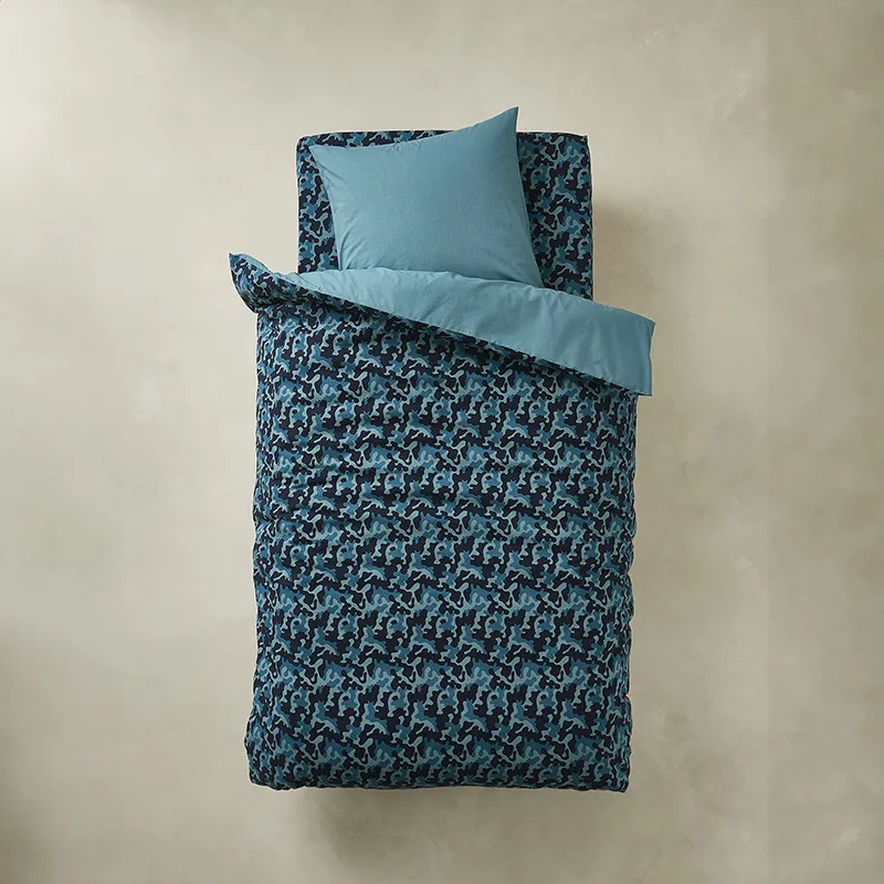 Parure 2pcs Coton Tigre Bleu - 220x240cm-1