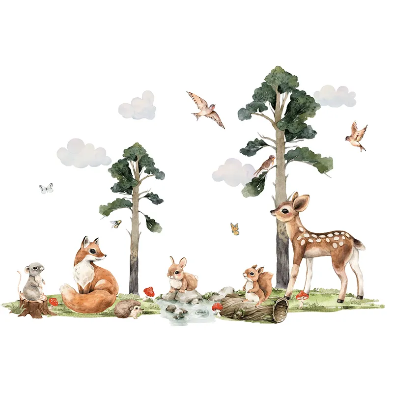 Stickers aquarelles - Animaux Mignons dans la forêt-2