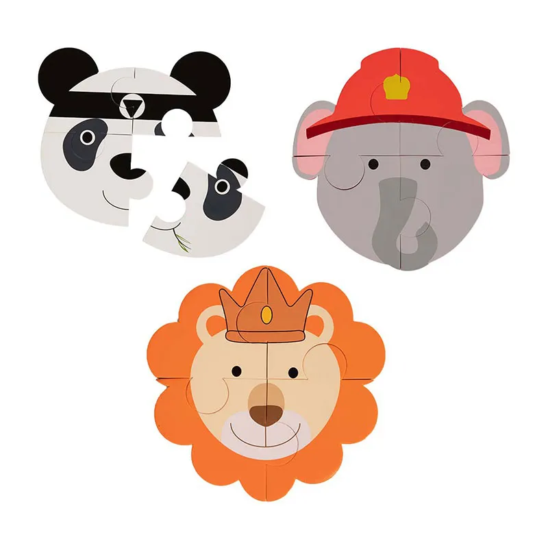Puzzle Panda/Éléphant/Lion - 3pcs-0