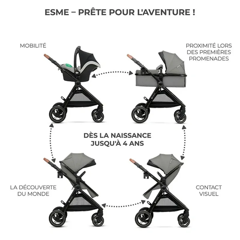 Trio Poussette Esme Moonlight Gris - 0m+-12