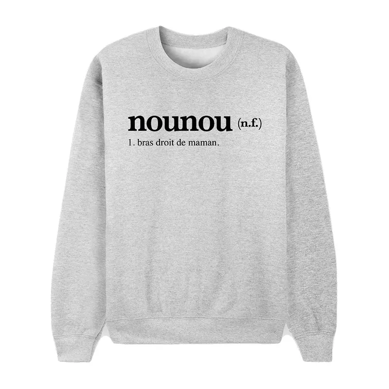 Sweat Femme Nounou definition - Gris chiné-0