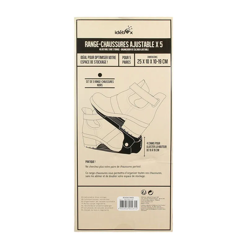 5 Range chaussures ajustables Noir - 25x10cm-3