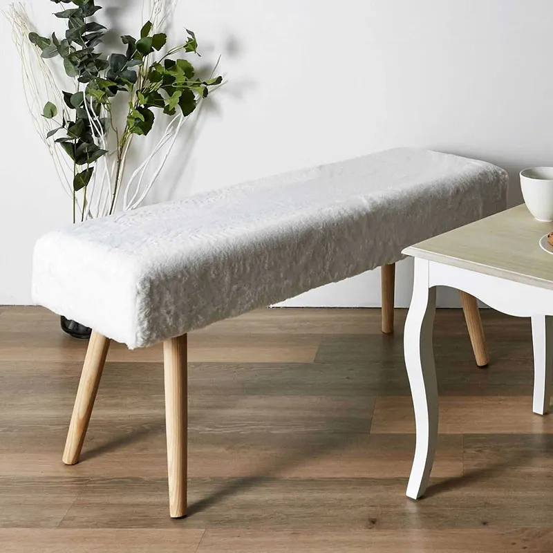 Banc imitation fourrure Auréa Blanc/Marron - 100x35x45cm-0
