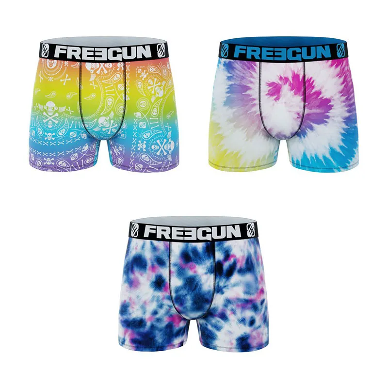 3 Boxers Homme Rainbow - Vert/Jaune/Orange/Bleu/Violet-0
