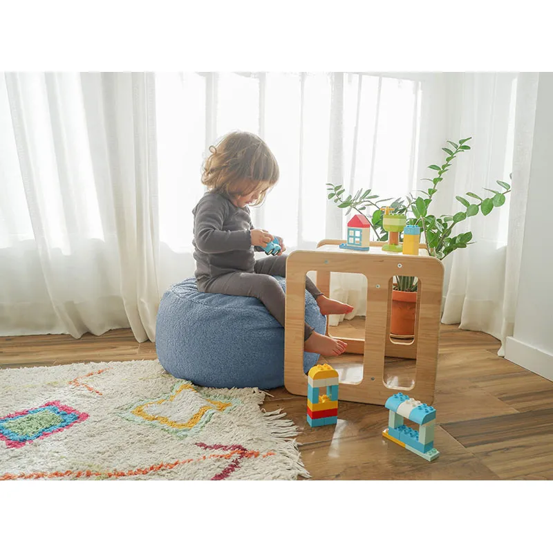 Pouf rond enfant Bleu - 20x50x50cm-2