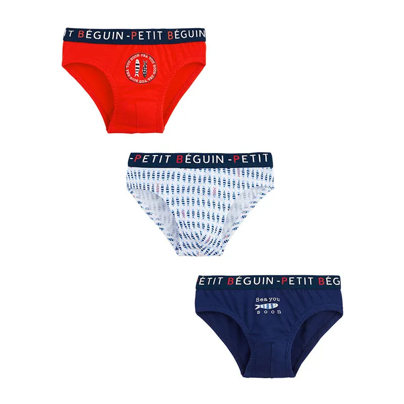 3 Slips Enfant Sandronino - Rouge/Blanc/Bleu-0