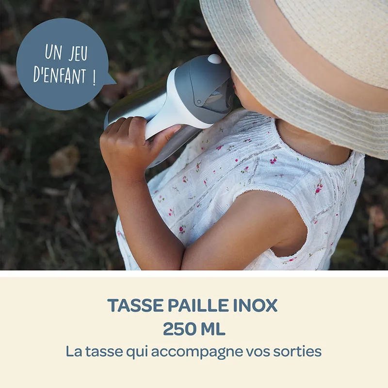 Tasse d'apprentissage avec paille Inox Gris - 250 ml-2