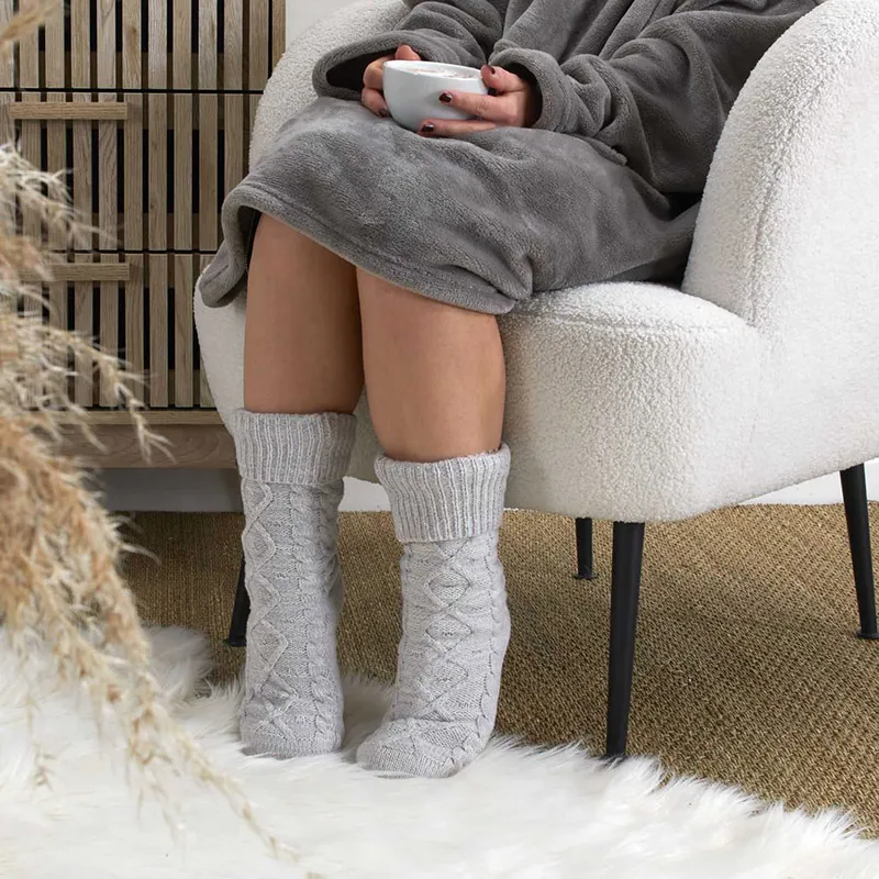 Chaussette laine int. Sherpa Gris - 9x26x5cm-4