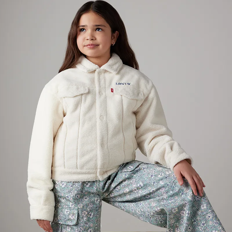 Veste sherpa Junior Trucker - Egret-0