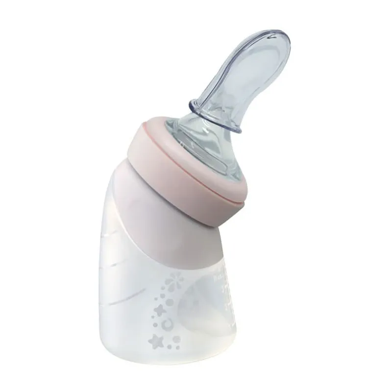 Biberon coudé et cuillère doseuse 120ml Rose - 0m+-2