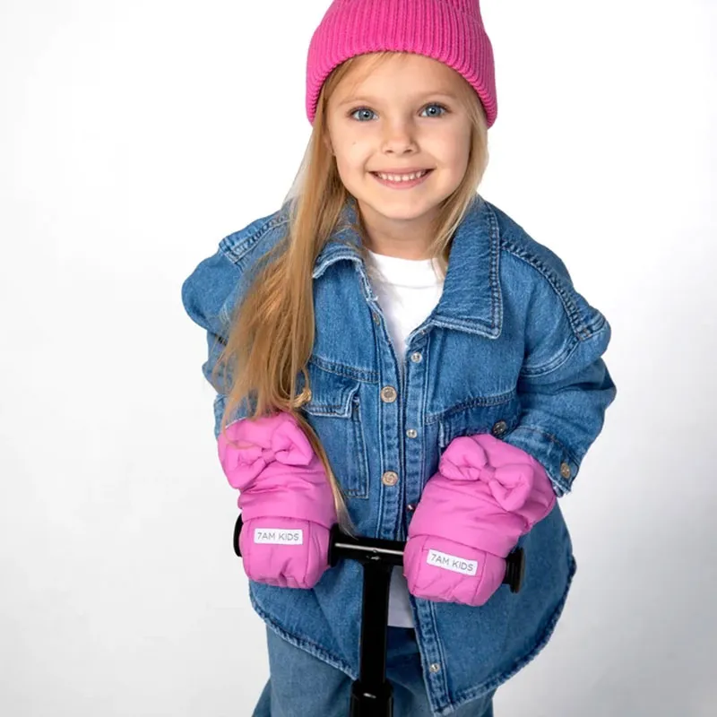 Moufles Enfant Bows avec attaches pour vélo/trottinettes - Hot Pink-5