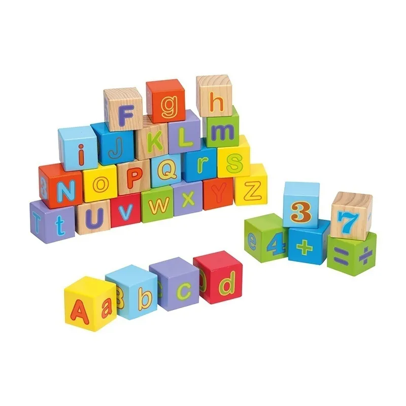 Cubes à empiler Lettres + Chiffres 30pcs - 12m+-0