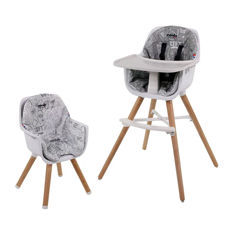 Chaise haute bébé évolutive Paulette Gris - 56x88cm-1
